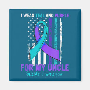 Teal Purple Ribbon Suicide Awareness Flag Uncle  Magnet