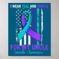 Teal Purple Ribbon Suicide Awareness Flag Uncle