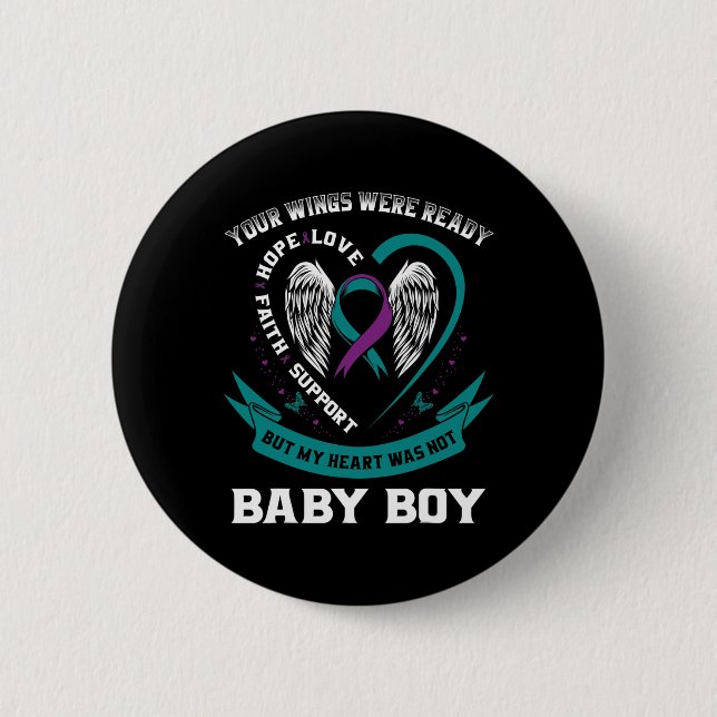 Teal Purple Ribbon Suicide Awareness Prevention So 2 Inch Round Button (Front)