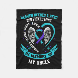 Teal Purple Ribbon Suicide Awareness Shirt Uncle M Fleece Blanket