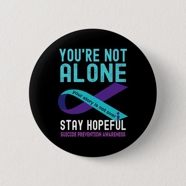 Teal Purple Ribbon Support Suicide Prevention Awar 2 Inch Round Button (Front)