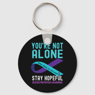 Teal Purple Ribbon Support Suicide Prevention Awar Keychain