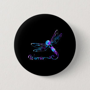 Teal Purple Semicolon Dragonfly Suicide Prevention 2 Inch Round Button
