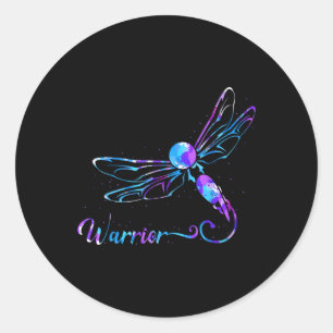 Teal Purple Semicolon Dragonfly Suicide Prevention Classic Round Sticker