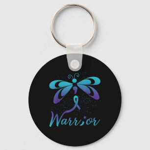 Teal Purple Semicolon Dragonfly Suicide Prevention Keychain