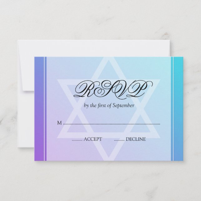 Teal Purple Star of David Bat Mitzvah RSVP (Front)