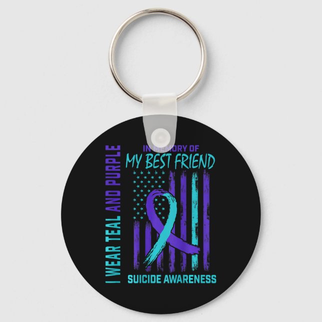 Teal Purple Suicide Awareness Flag Best Friend Ck  Keychain (Front)