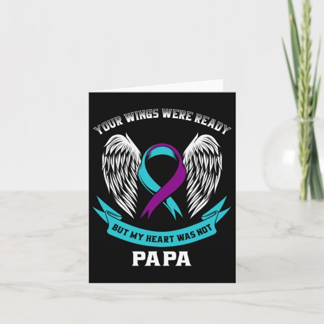 Teal Purple Suicide Awareness Ribbon In Memory Of  Card (Front)