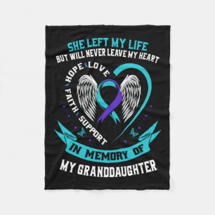 Teal Purple Suicide Awareness Shirt Granddaughter Fleece Blanket