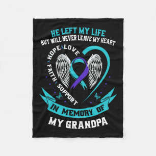Teal Purple Suicide Awareness Shirt Grandpa Preven Fleece Blanket