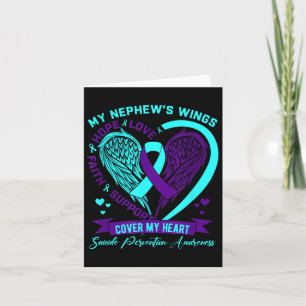 Teal Purple Suicide Prevention Awareness Nephew He Card