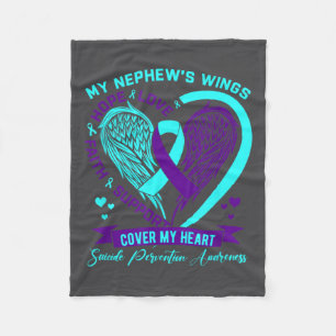 Teal Purple Suicide Prevention Awareness Nephew He Fleece Blanket