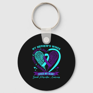 Teal Purple Suicide Prevention Awareness Nephew He Keychain