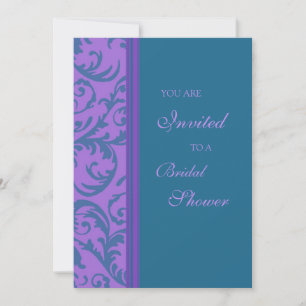 Teal Purple Swirl Bridal Shower Invitation Cards