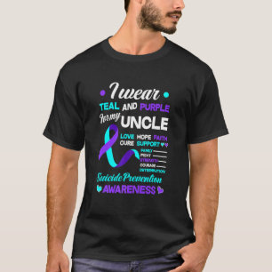 Teal Purple Uncle Suicide Awareness Prevention Ame T-Shirt