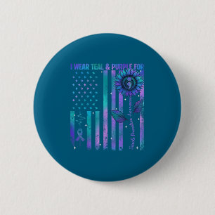 Teal Purple Us Usa Flag Suicide Prevention Awarene 2 Inch Round Button