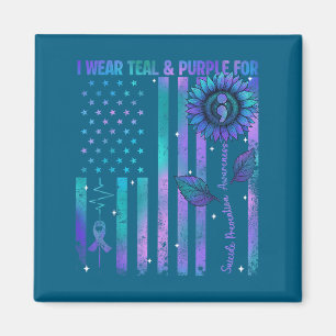Teal Purple Us Usa Flag Suicide Prevention Awarene Magnet