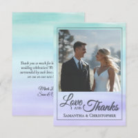 Teal Purple Watercolor Wash Simple Wedding Photo