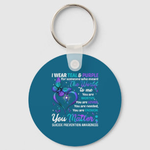 Teal Purple You Suicide Prevention Awareness Month Keychain