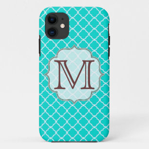 Teal Quarterfoil Latti Monogram IPHONE 5 Case