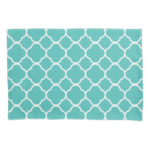 Teal Quatrefoil Pattern Pillowcase