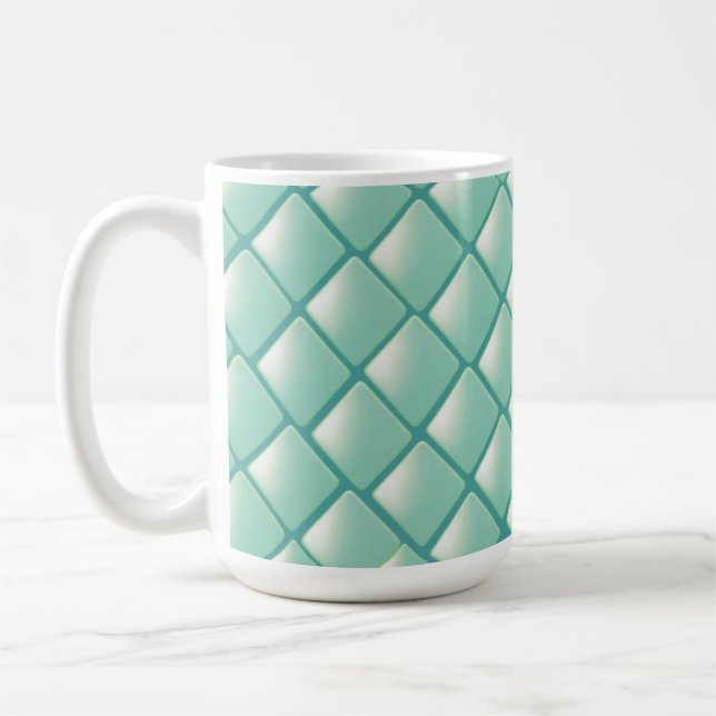 Teal Quilted Diamond Pattern Coffee Mug (Left)