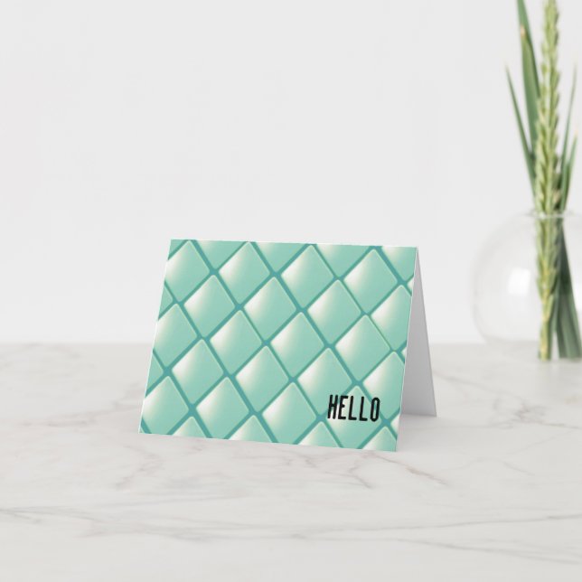 Teal Quilted Diamonds Hello Card (Front)