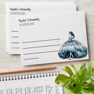 Teal Quinceañera Girl Envelope