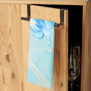 Teal Radiance Lotus – Soft Nature Artwork Kitchen Towel