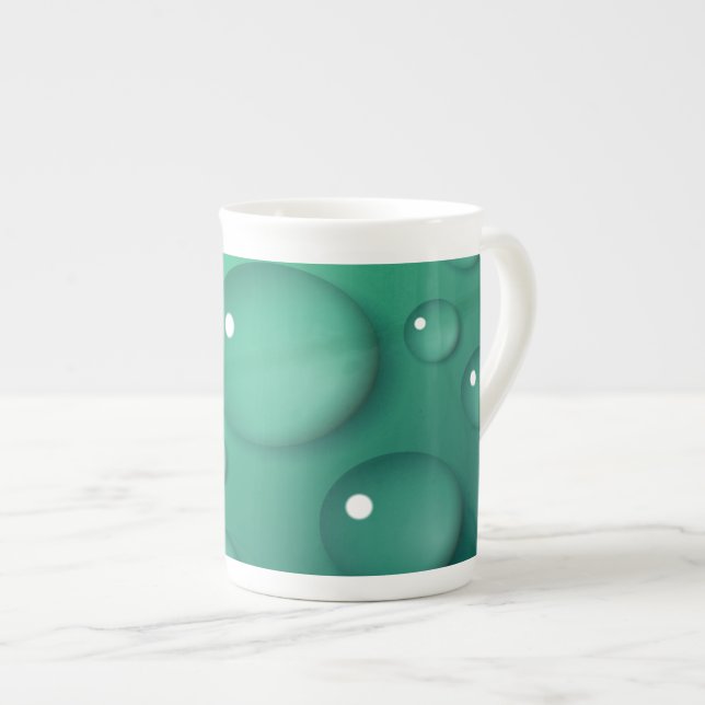 Teal Raindrop Texture Bone China Mug (Front Right)