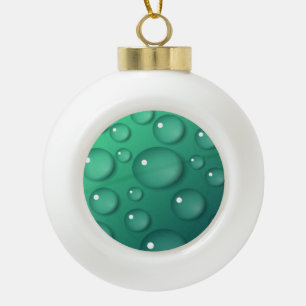 Teal Raindrop Texture Ceramic Ball Christmas Ornament