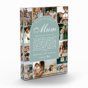 Teal Reasons We Love You Mum Photo Grid Collage Block