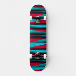Teal-Red Abstract Skateboard