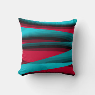 Teal-Red Abstract Throw Pillow