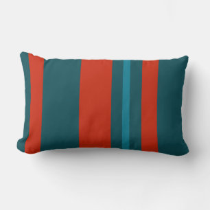 Teal Red and Blue Stripes Lumbar Pillow
