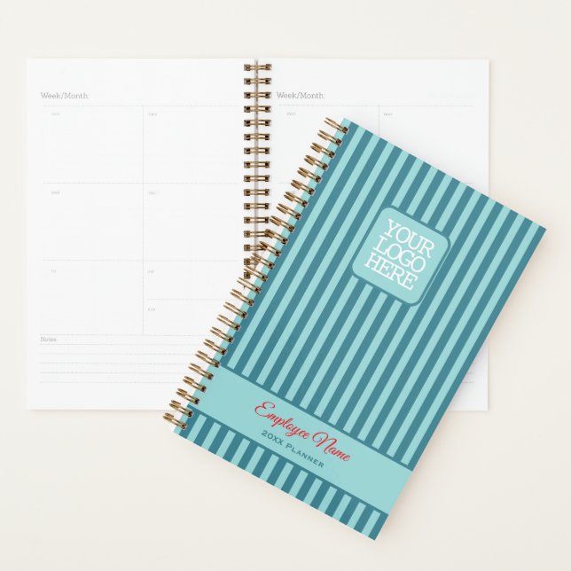 Teal Red Custom Logo Personalized Business Planner (Display)