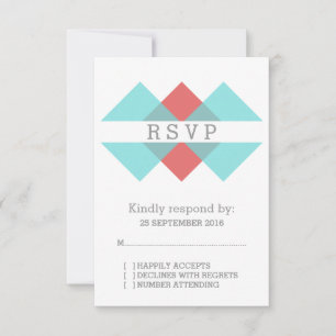 Teal Red Geometric Triad RSVP Card