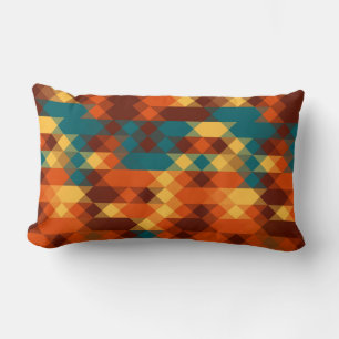 Teal, red, orange and yellow geometric lumbar pillow
