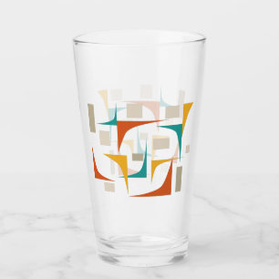Teal Red Orange Corners Mid Century Retro Glass
