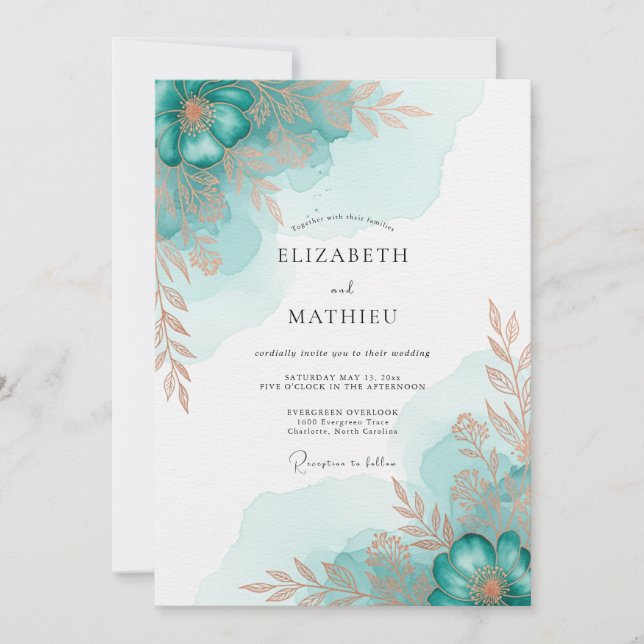 Teal Refined Coastal Wedding Invitation (Front)