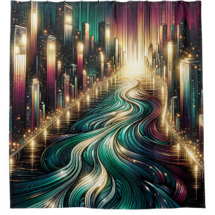 “Teal Reflections: Vibrant Cityscape at Night”