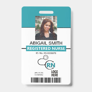 Teal registered nurse RN photo template Badge