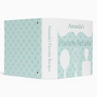 Teal Retro Baking Utensils Recipe Binder