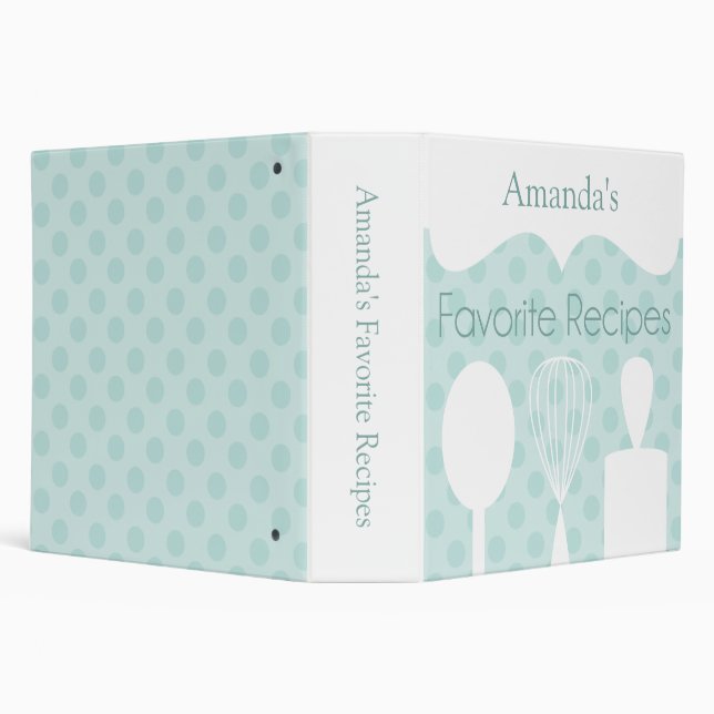 Teal Retro Baking Utensils Recipe Binder (Background)