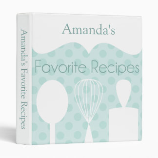 Teal Retro Baking Utensils Recipe Binder