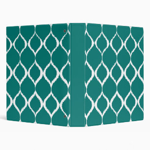 Teal Retro Geometric Ikat Tribal Print Pattern Binder