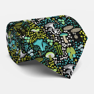 Teal Retro Mushroom Tie