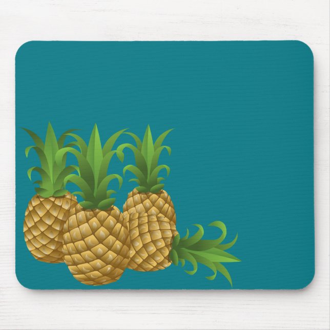 Teal Retro Vintage Pineapple Mouse Pad (Front)