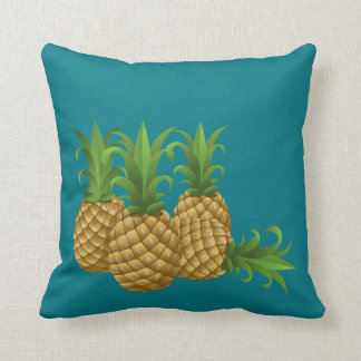 Teal Retro Vintage Pineapple Throw Pillow