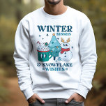 Teal Retro Winter Kisses & Snowflake Wishes Winter Sweatshirt<br><div class="desc">Wrap yourself in winter magic with the Teal Retro Winter Kisses & Snowflake Wishes Winter sweatshirt, a fun and festive design that captures the spirit of the season. Stay cozy and get in the holiday spirit with this must-have winter sweatshirt! This super soft sweatshirt features a retro snowman and whimsical...</div>